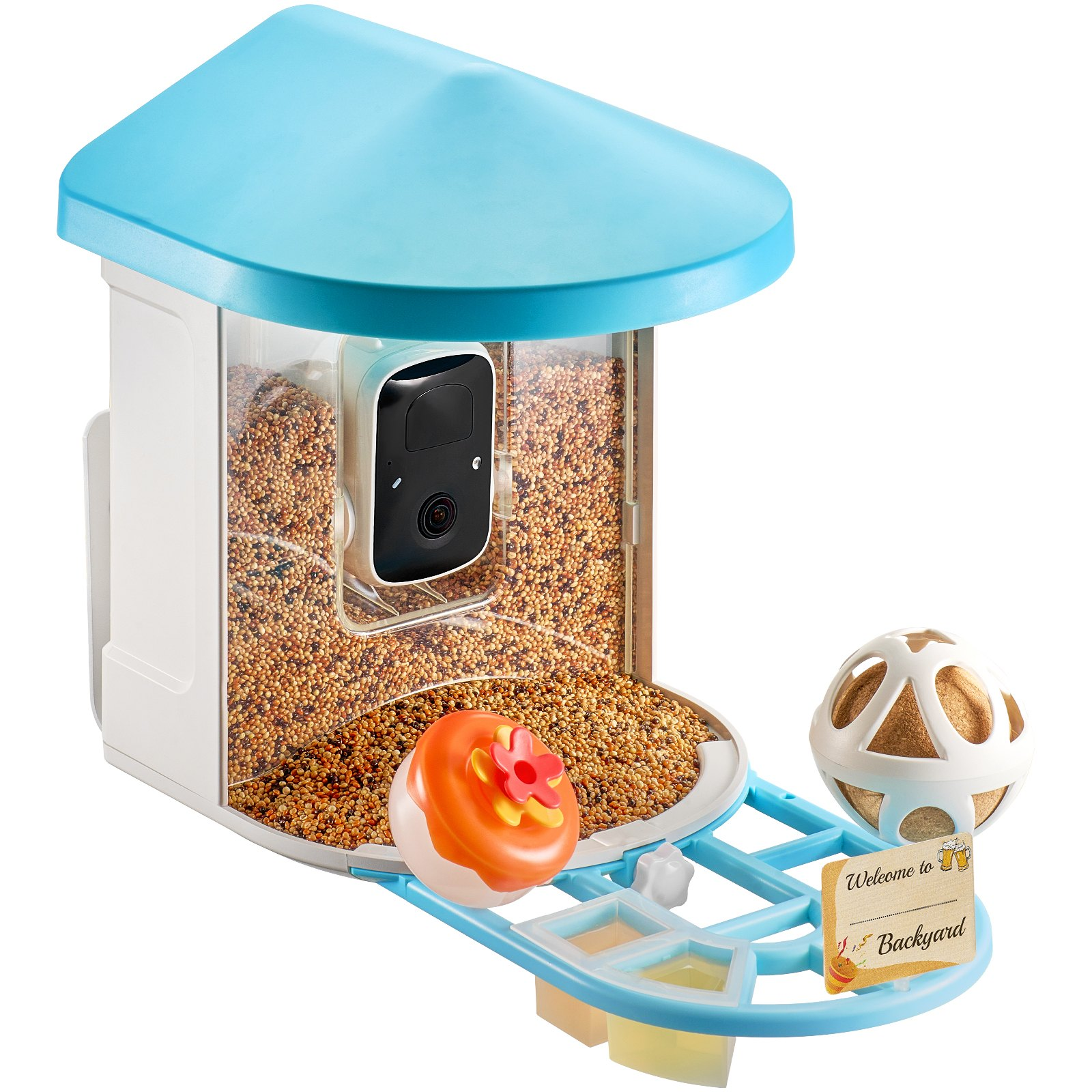 Start2Finish VEVOR smart bird feeder with 2K HD camera, solar power, AI bird identification, auto capture, and wireless outdoor use.