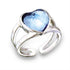 Rhodium brass ring with a large top-grade crystal, featuring intricate design details, by Turquoise Tiger.