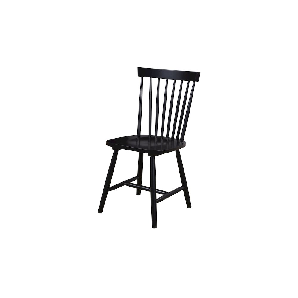 Set of two black Lyra side chairs by Start2Finish with sleek design and modern metal legs, ideal for dining or casual seating.