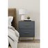 Slate gray Madelyn two drawer nightstand by Start2Finish with a modern design and sleek metal handles.
