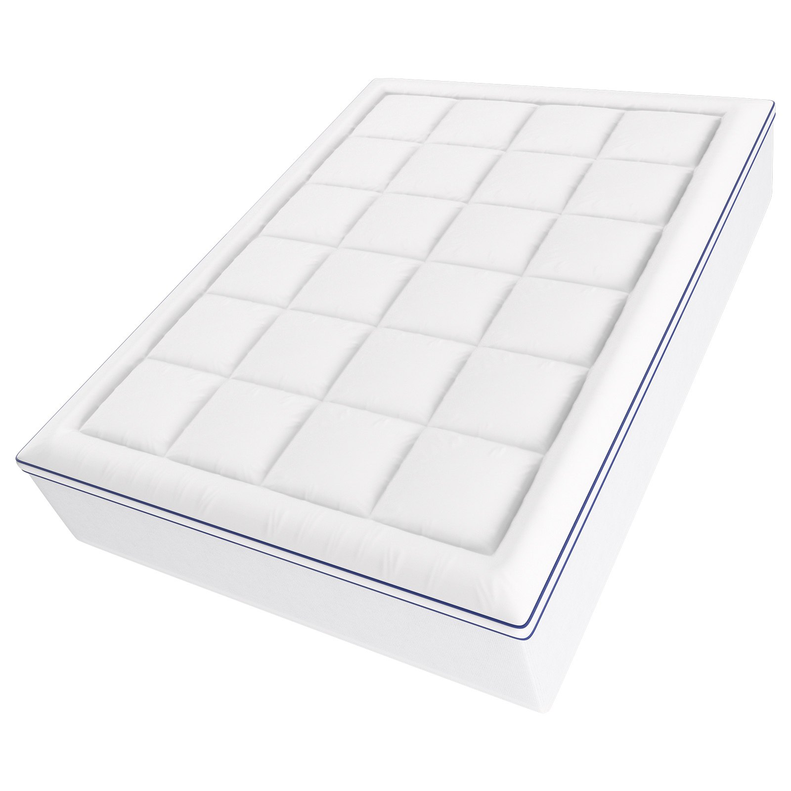 Queen size VEVOR mattress topper with memory foam and fiber fill, featuring a breathable, washable design for pressure relief and cooling comfort.