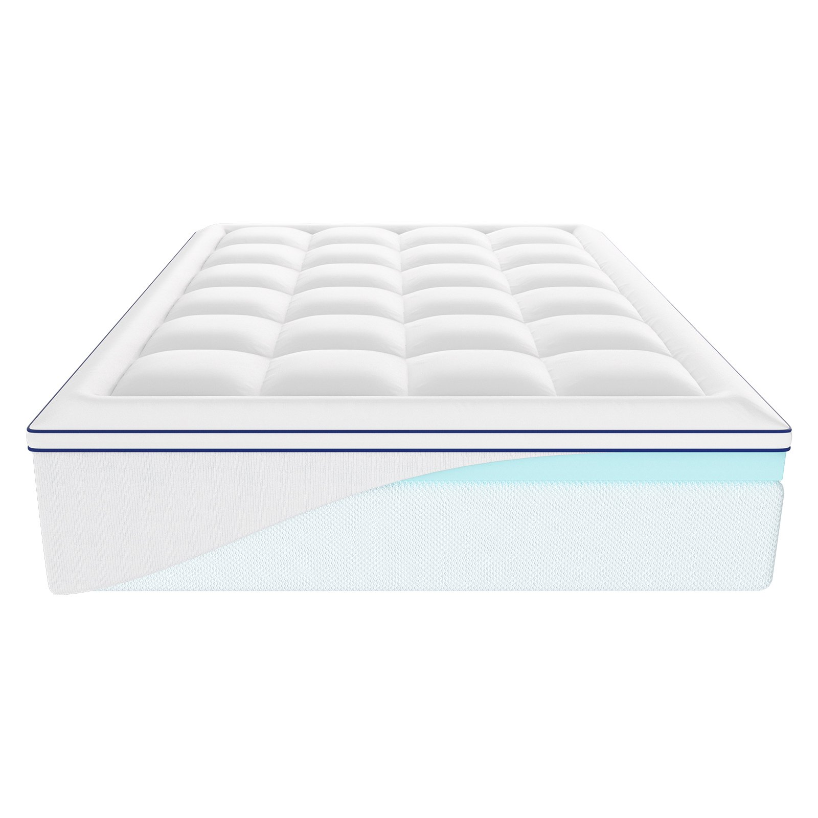 Start2Finish VEVOR queen size memory foam mattress topper with fiber fill, 4-inch thickness, cooling, breathable, and washable for hot sleepers.