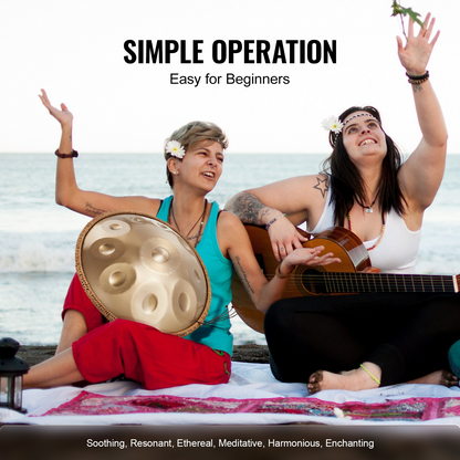 Start2Finish VEVOR 22-inch D minor handpan drum with mallets, stand, and carry bag, steel percussion instrument for beginners and adults.