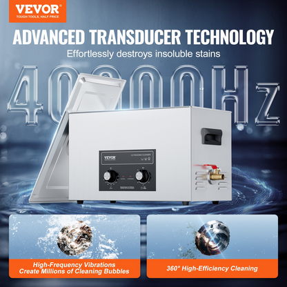 Start2Finish VEVOR 30L ultrasonic cleaner with heater, timer, and basket for cleaning lab tools, metal parts, carburetors, and auto components.