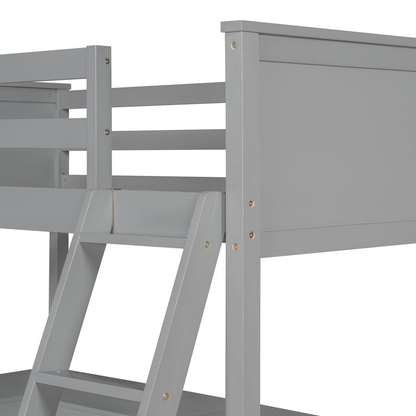 Twin size loft bed by Start2Finish with solid wood frame, integrated shelves and built-in desk for bedroom or study space.