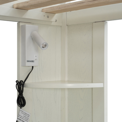 Twin size wood loft bed with built-in desk and wardrobe storage, ideal for bedroom or study space, by Start2Finish.