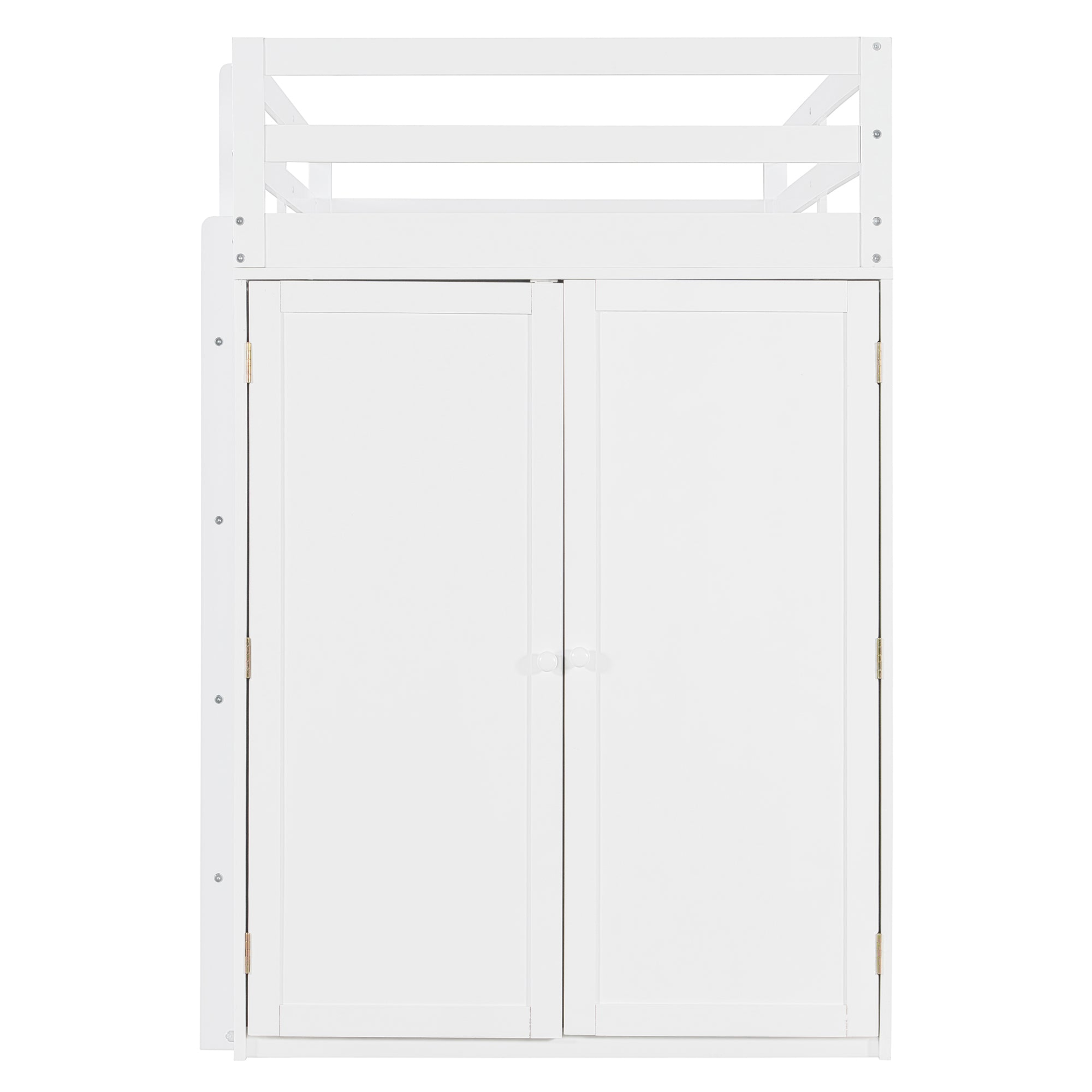 Twin size loft bed by Start2Finish featuring solid wood construction, built-in desk, drawers, and wardrobe storage in a bedroom setting.