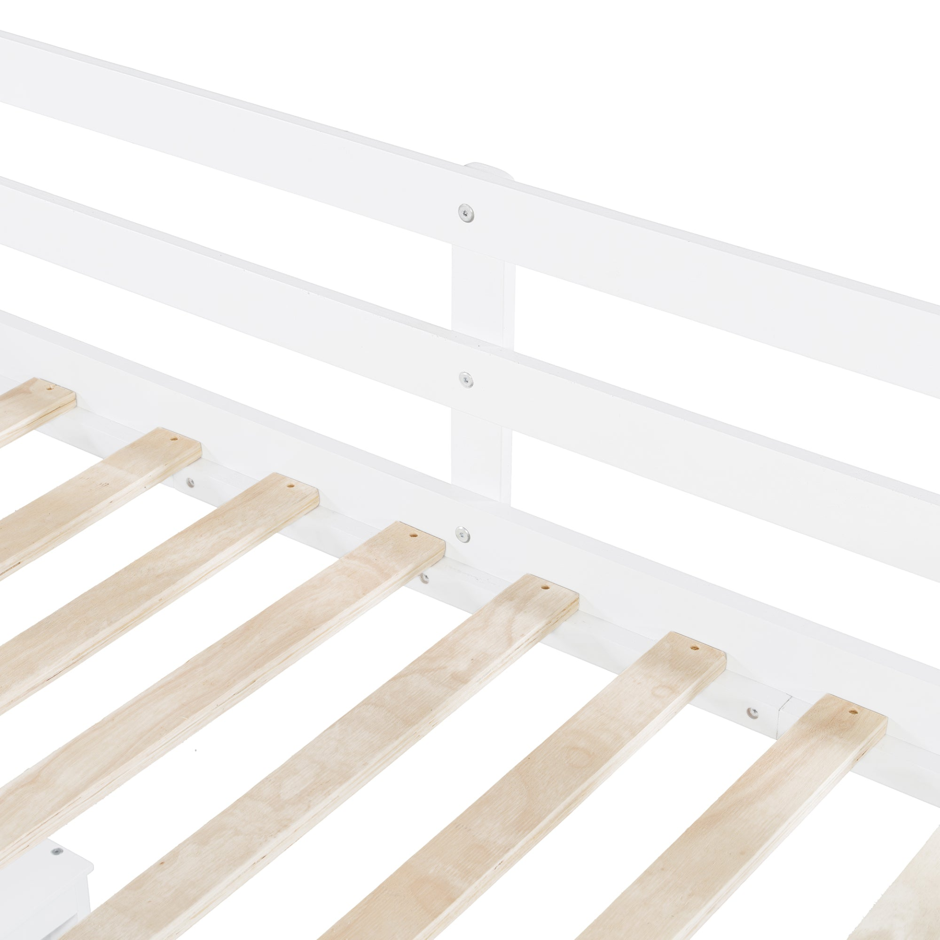 Twin size loft bed by Start2Finish with solid wood frame, built-in desk, drawers, and wardrobe storage for bedroom or study space.