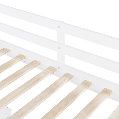 Twin size loft bed by Start2Finish with solid wood frame, built-in desk, drawers, and wardrobe storage for bedroom or study space.