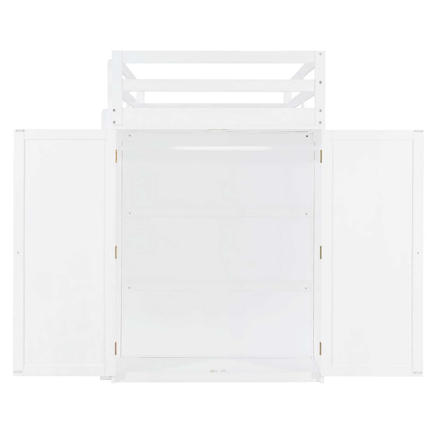 Twin size loft bed by Start2Finish with solid wood frame, built-in desk, drawers, and wardrobe storage for bedroom or study.