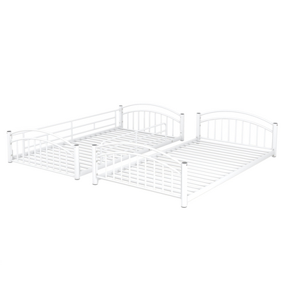 Start2Finish metal twin over twin bunk bed with slide and house frame, ideal for shared or guest bedrooms, featuring a sturdy design.