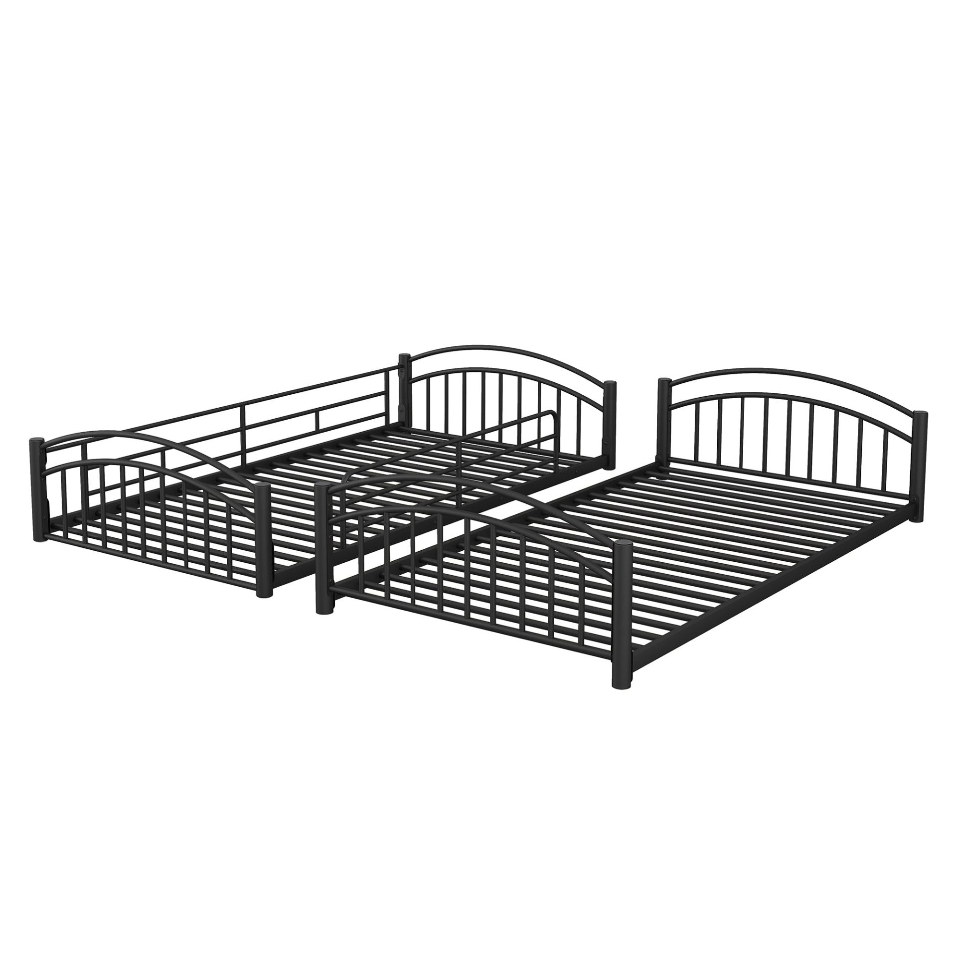 Metal twin over twin bunk bed by Start2Finish with a slide and house-shaped frame, ideal for shared or guest bedrooms.