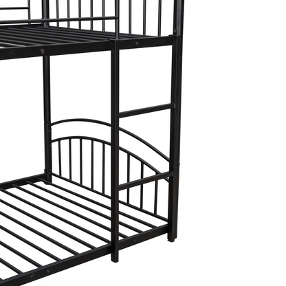 Start2Finish metal twin over twin bunk bed with slide and house frame, ideal for shared bedrooms or guest rooms