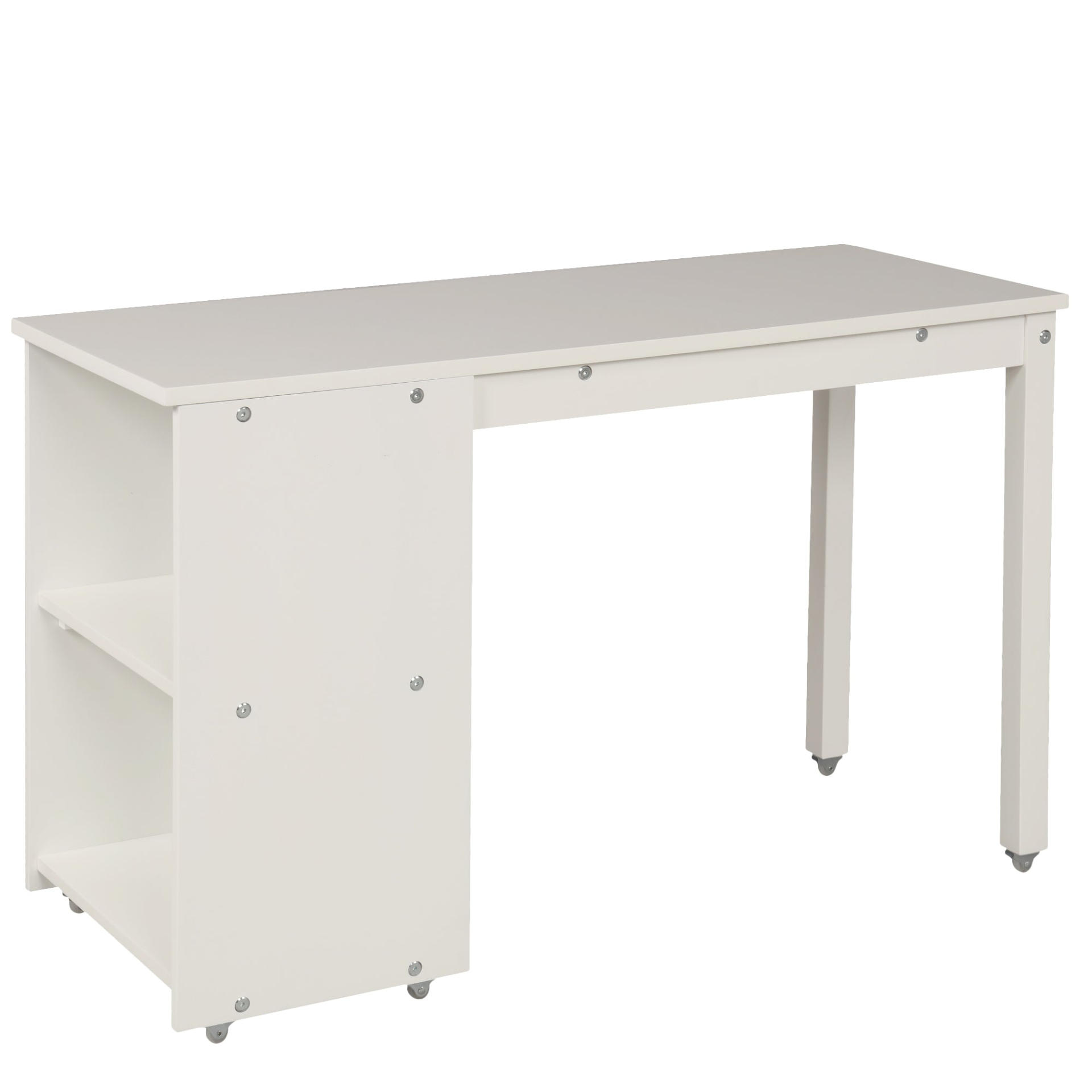 Twin size solid wood low loft bed with built-in cabinets and rolling desk, ideal for bedroom or study space by Start2Finish.