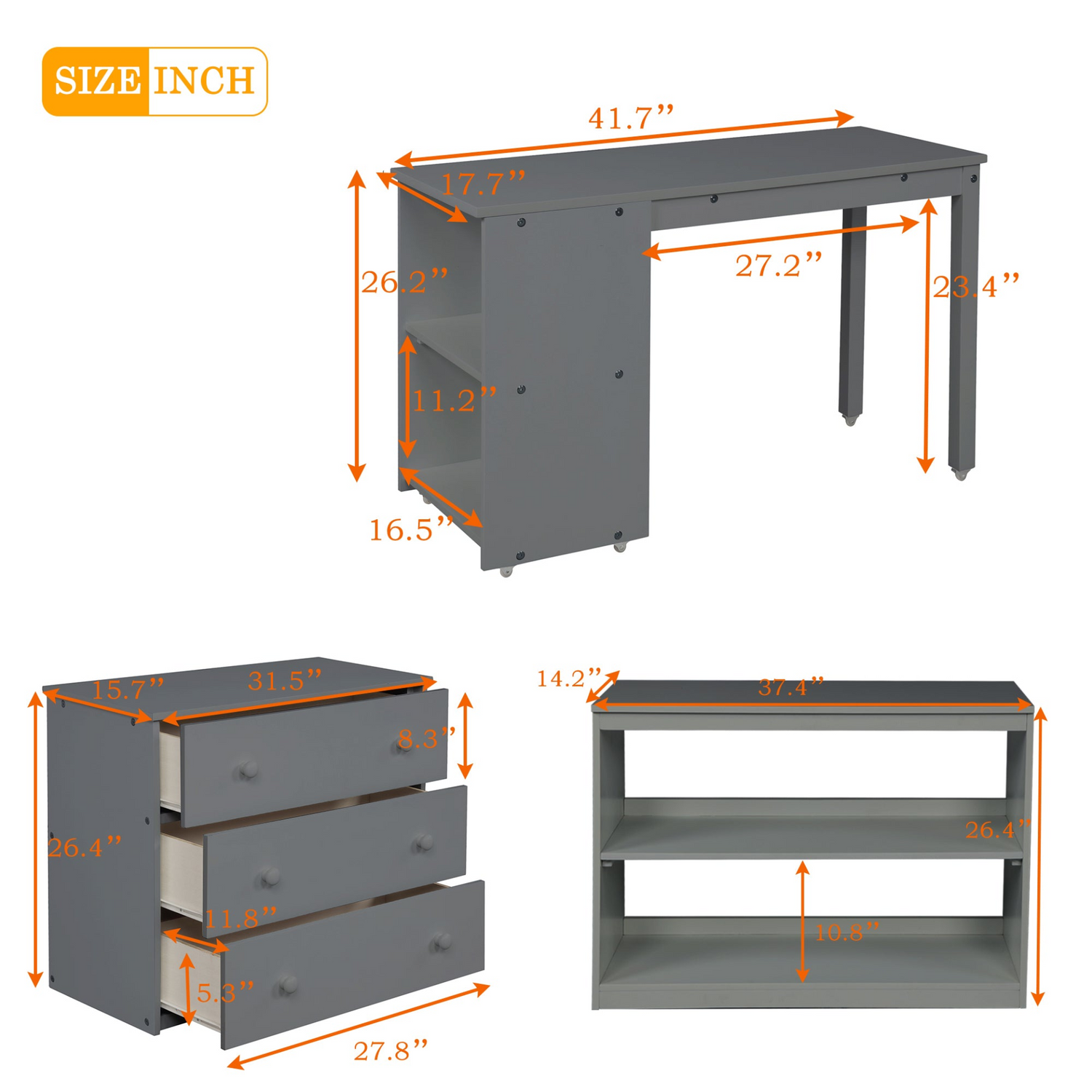 Twin size solid wood low loft bed with built-in cabinets and rolling desk, ideal for bedroom or study space by Start2Finish