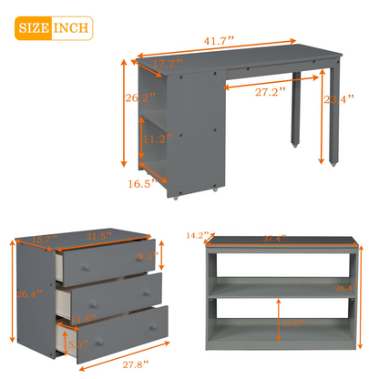 Twin size solid wood low loft bed with built-in cabinets and rolling desk, ideal for bedroom or study space by Start2Finish
