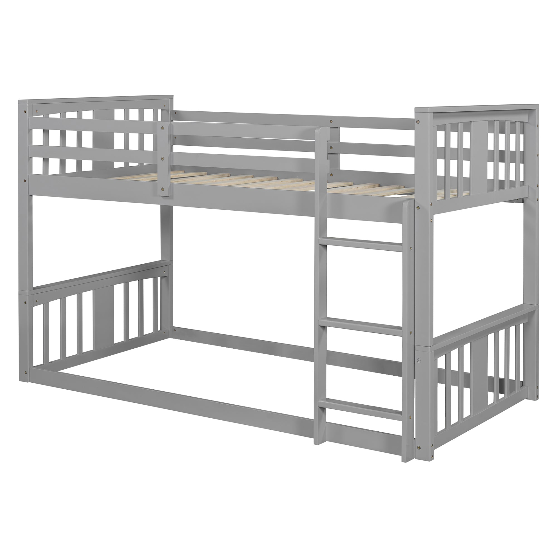 Start2Finish twin over twin bunk bed made of plywood with ladder and guardrails, ideal for shared or guest bedrooms.