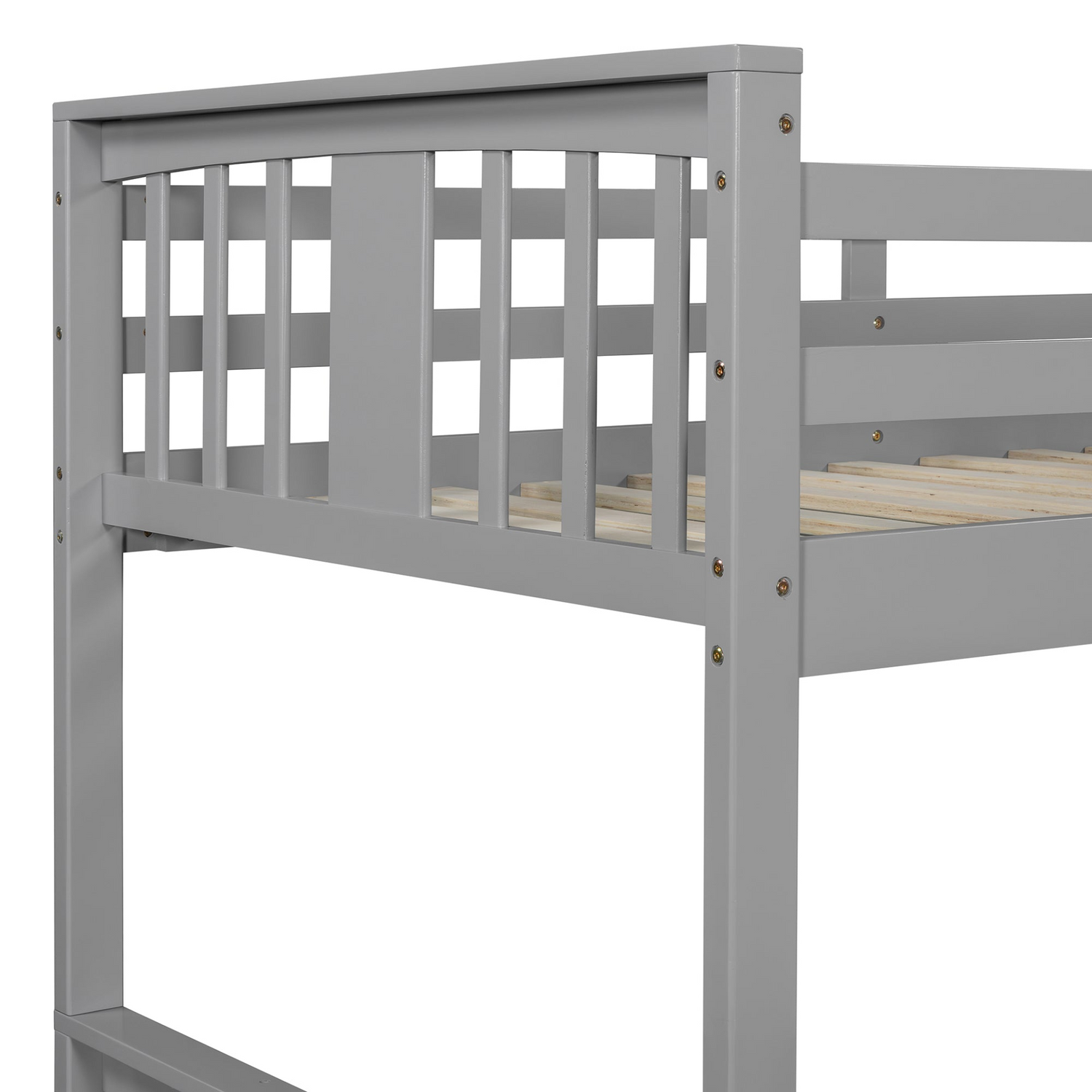 Twin over twin bunk bed by Start2Finish with plywood construction, ladder, and guardrails for shared or guest bedroom setup.