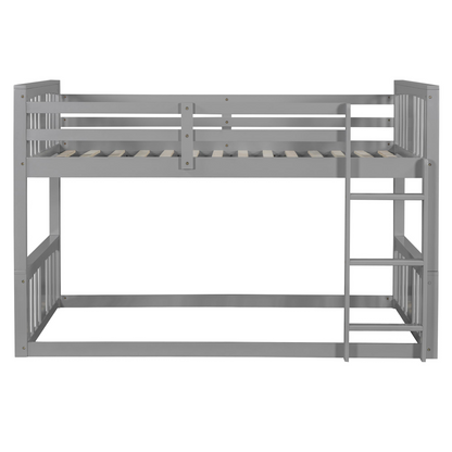 Twin over twin bunk bed by Start2Finish with plywood construction, ladder, and guardrails, ideal for shared or guest bedrooms.