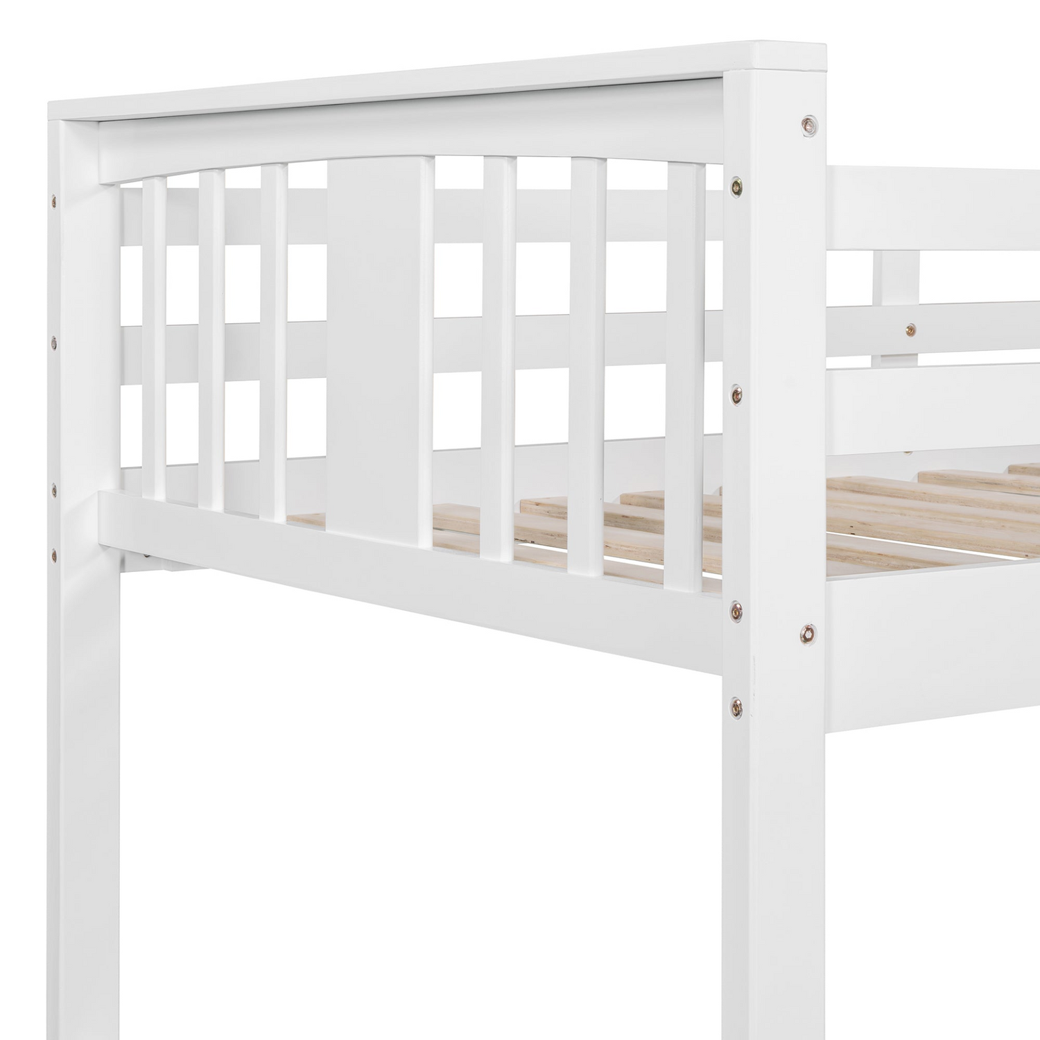 Twin over twin bunk bed made of plywood with ladder and guardrails, ideal for shared bedrooms or guest rooms by Start2Finish.