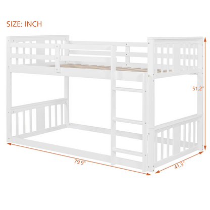Twin over twin bunk bed by Start2Finish with plywood construction, ladder, and guardrails for shared or guest bedroom use.