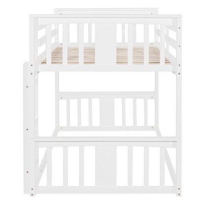 Twin over twin bunk bed by Start2Finish with plywood construction, ladder, and guardrails for shared or guest bedrooms.