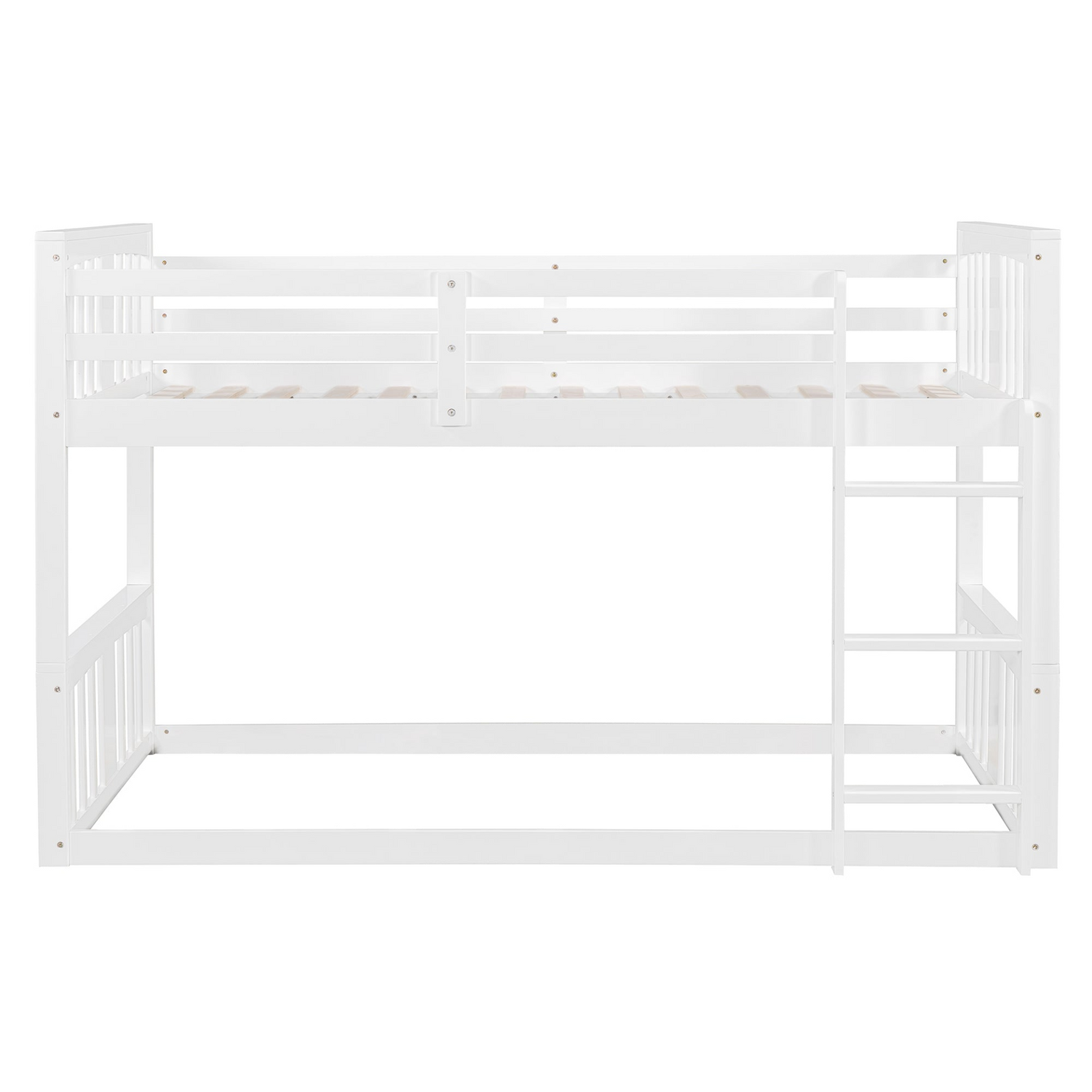 Twin over twin bunk bed by Start2Finish with plywood construction, ladder, and guardrails for shared or guest bedrooms.