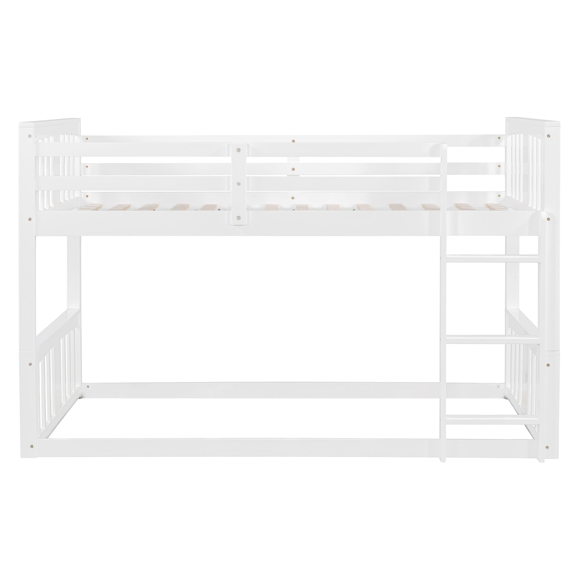 Twin over twin bunk bed by Start2Finish with plywood construction, ladder, and guardrails for shared or guest bedrooms.