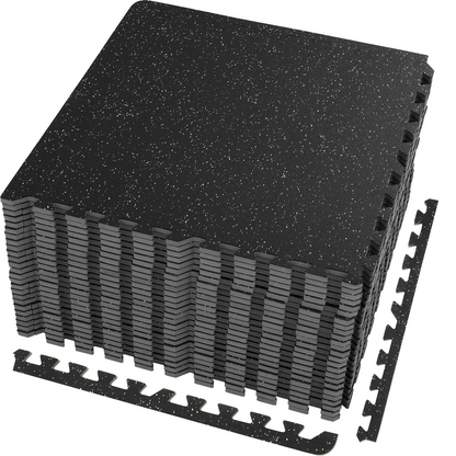 Start2Finish VEVOR EVA foam interlocking puzzle mats, 24x24 inches, 0.56-inch thick exercise and gym flooring tiles for home or gym.