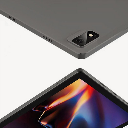 Start2Finish 10.1-inch Android tablet showing screen with app icons, side view highlighting slim design, ports, and branding.