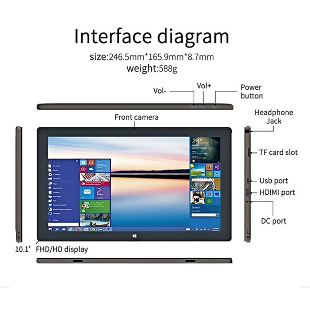 Start2Finish 10.1-inch Windows tablet with HD display, sleek design, ideal for movies and portable entertainment.