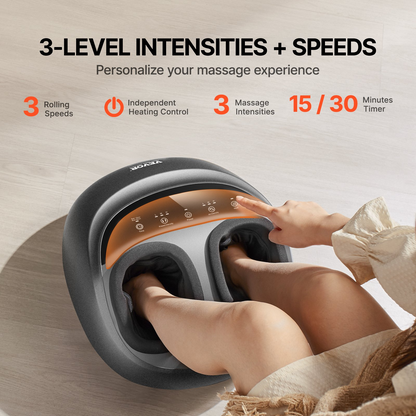 Start2Finish VEVOR foot massager machine with heat, deep-kneading, compression, and shiatsu for plantar fasciitis relief.