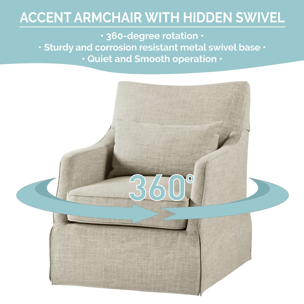 Start2Finish skirted swivel chair with cushioned seat and fabric upholstery, ideal for modern living or office spaces.