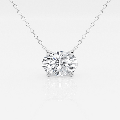 AGI Certified 2.00 CTW oval lab-grown diamond solitaire pendant in 14k yellow or white gold, showcasing a sparkling diamond design.