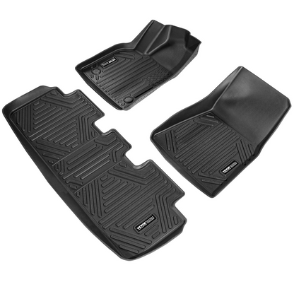 Start2Finish VEVOR Tesla Model Y all-weather black automotive floor mats, front and rear liners, TPE, custom fit, easy to clean