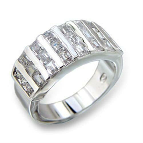 Rhodium brass ring by Turquoise Tiger featuring a clear AAA grade CZ gemstone, showcasing intricate jewelry craftsmanship.