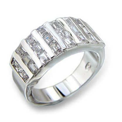 Rhodium brass ring by Turquoise Tiger featuring a clear AAA grade CZ gemstone, showcasing intricate jewelry craftsmanship.