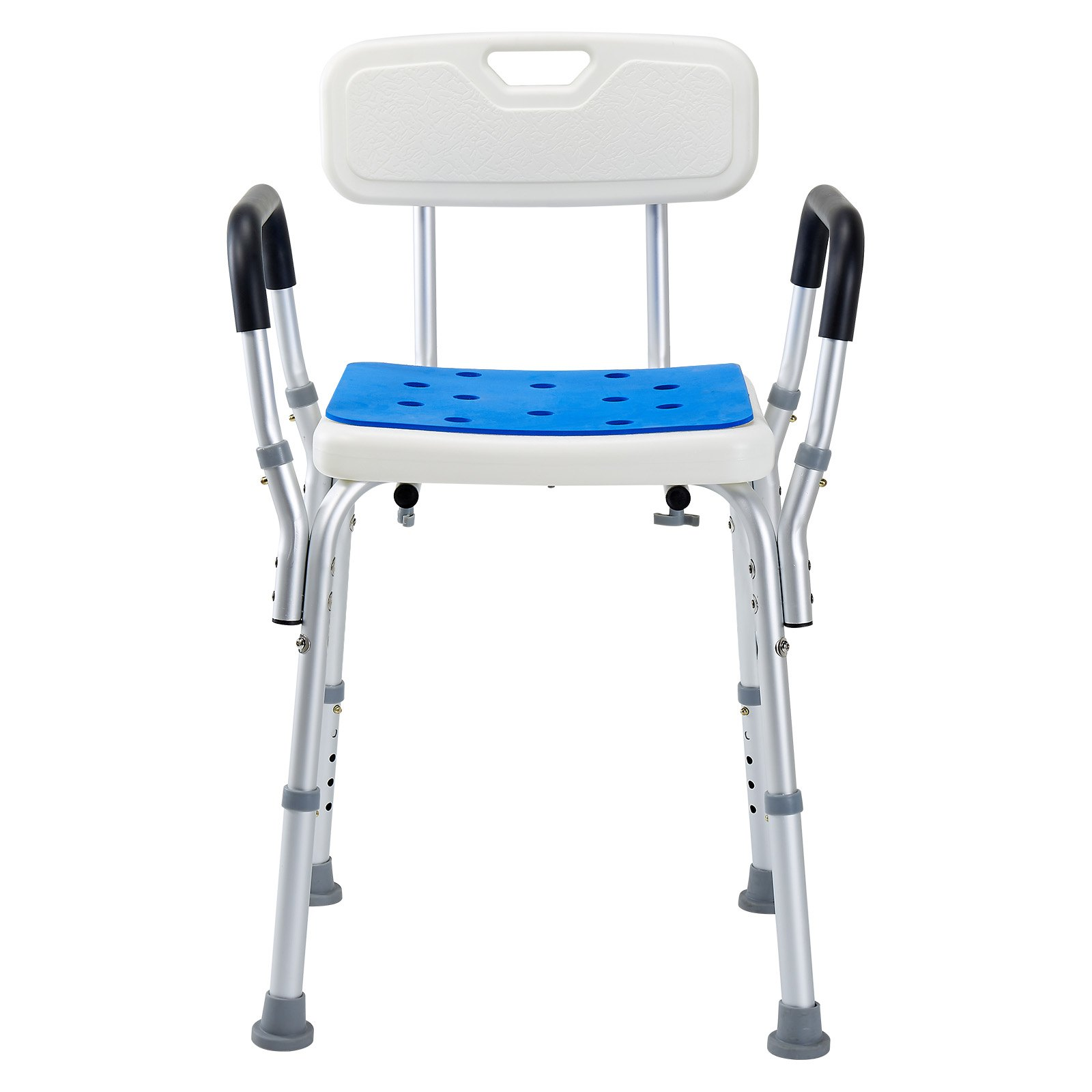 Start2Finish shower chair with back, adjustable height, non-slip bath seat, supports 400 lbs, ideal for elderly and disabled users.