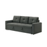 Dark gray fabric sleeper sofa with tufted cushions, 83.5 inches wide, featuring a modern design and comfortable seating.