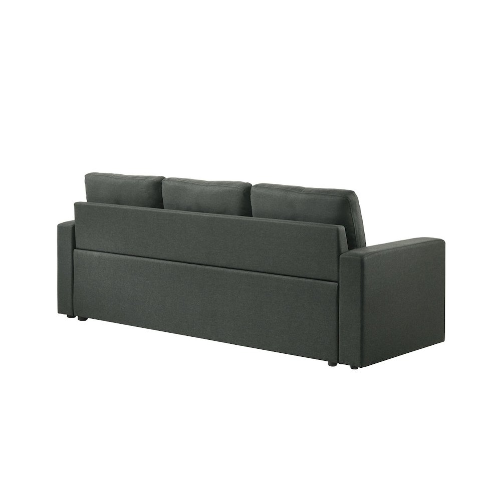 Dark gray fabric sleeper sofa with tufted cushions, 83.5 inches wide, by Start2Finish, showcasing the cozy, modern design.