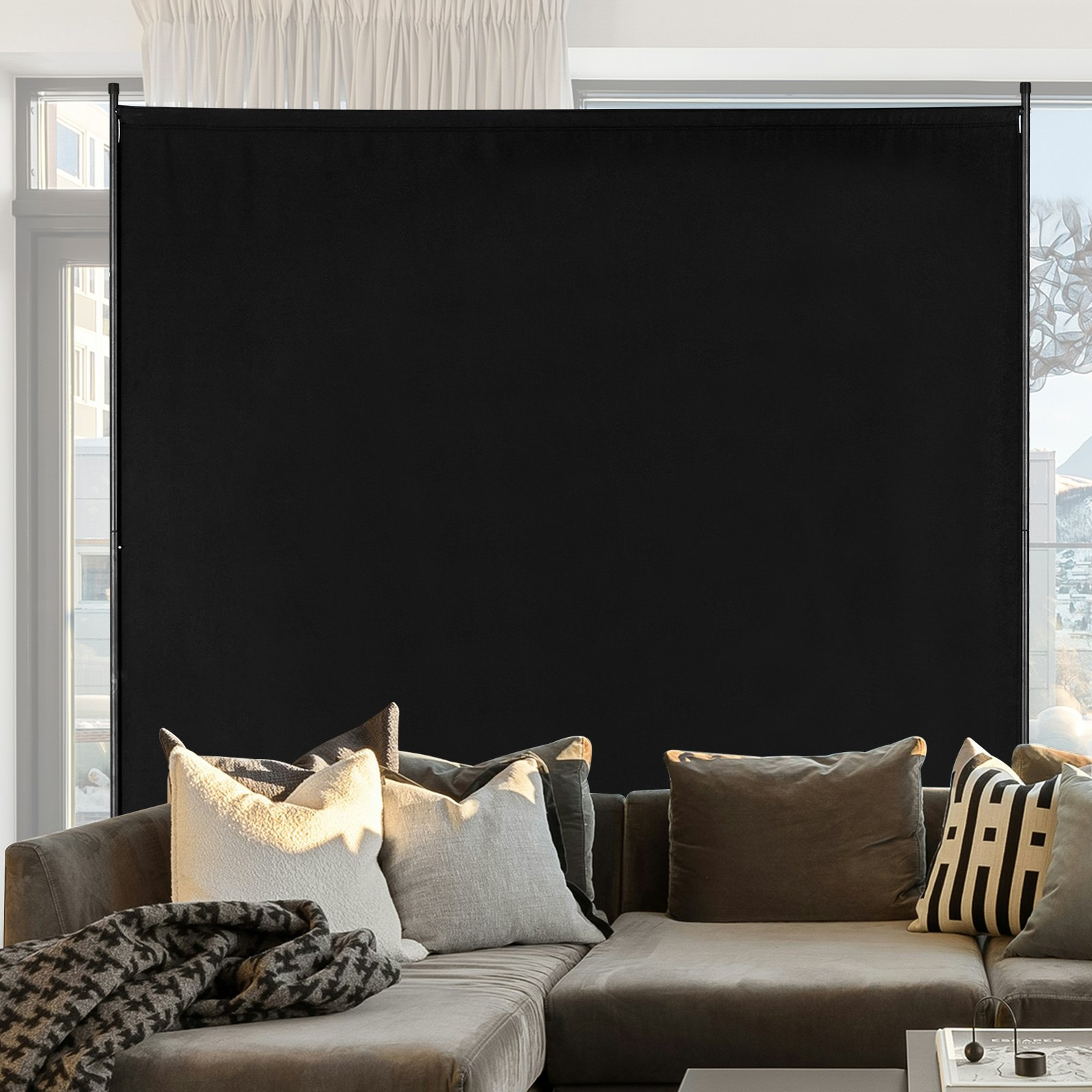Black VEVOR single-panel room divider standing 6 feet tall, indoor privacy screen for office or bedroom space separation.
