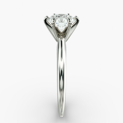 Start2Finish 3.00 CTW AGI certified round lab-grown diamond solitaire engagement ring in 14K white gold with six prongs and F-VS clarity.