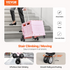 Pink VEVOR foldable utility cart with 65L capacity, stair climbing wheels, 360° swivel wheels, and telescoping handle for versatile transport.