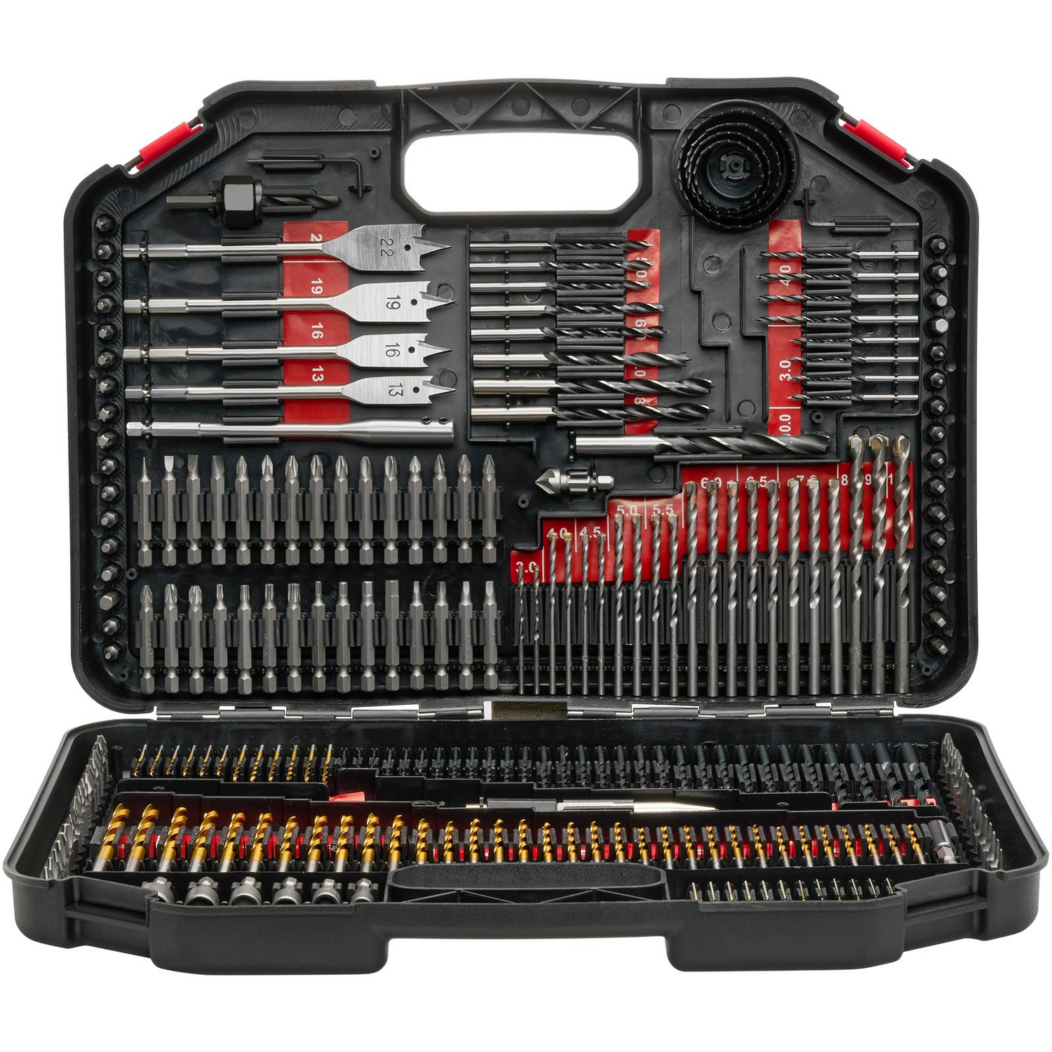 Start2Finish VEVOR 246-piece drill bit and screwdriver bit set in carrying case for wood, metal, cement drilling and screw driving.