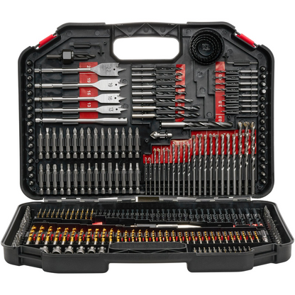 Start2Finish VEVOR 246-piece drill bit and screwdriver bit set in carrying case for wood, metal, cement drilling and screw driving.