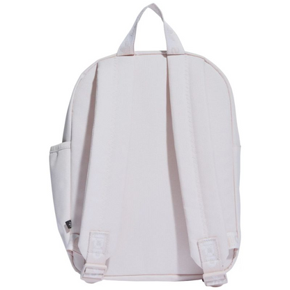 Adidas Adicolor Classic Small Backpack with adjustable straps, front zip pocket, and logo detail on black fabric.