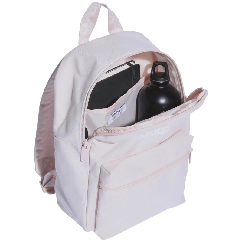 Adidas Adicolor Classic Small Backpack in black with adjustable straps and front zip pocket, designed for everyday use