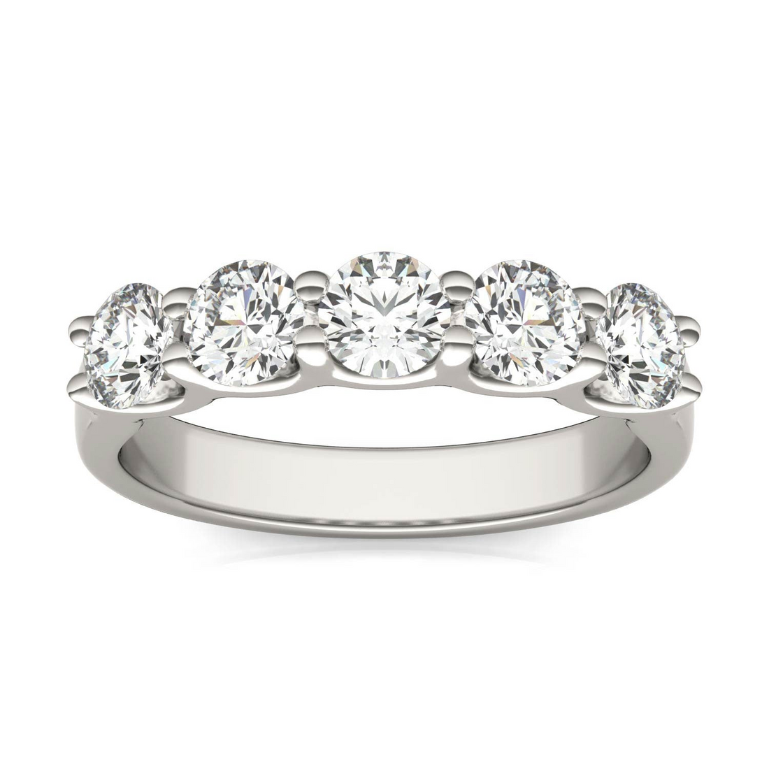 Start2Finish 1.25 CTW round lab-grown diamond five-stone anniversary band in 14K white gold over sterling silver, E/F-VS.