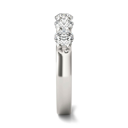 Start2Finish 1.25 CTW round lab-grown diamond five-stone anniversary band in 14K white gold over sterling silver with E/F-VS clarity.