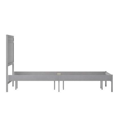 Modern king size wooden platform bed with headboard from Start2Finish, featuring a sleek design and sturdy wooden construction.